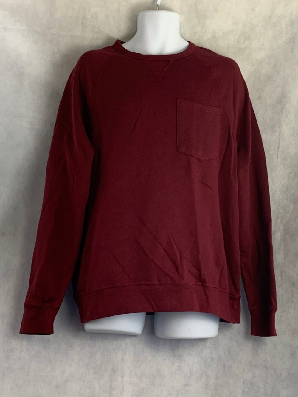 And Now This Men's Solid Long-Sleeve Pocket Fleece Sweatshirt, Burgundy, Medium